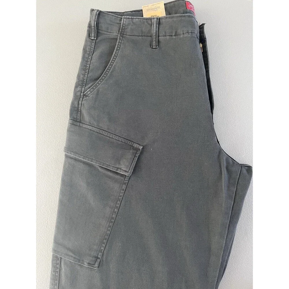 Levi’s XX Cargo Taper Pants 38x32 Gray Relaxed Straight Leg Stretch Workwear